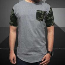 Grey Combat Curved Street-Wear Half T-shirt For Men