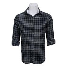 Black/Blue/White Checkered Cotton Full Sleeve Shirt For Men