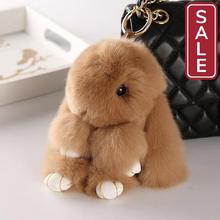 SALE - 14cm Cute Pluff Bunny Keychain Rex Genuine Rabbit Fur