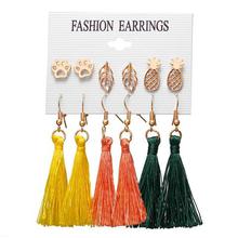 11 Design Fashion Long Tassel Stud Earrings Set For Women