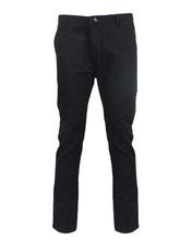 Black Cotton Solid Chinos For Men