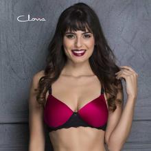 Clovia Maroon/Black Lace Padded Bra For Women