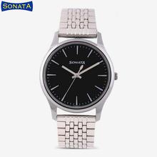 Sonata 77082Sm01 Black Dial Analog Watch For Men