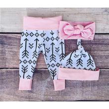 Newborn Baby Girls Tops Rompers Long Pants Hat Headband 4pcs Outfits