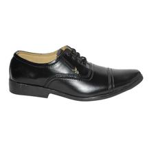 Black Shiny Cap Toe Formal Lace-Up Shoes For Men