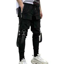 Summer Men's Black Suspender Belt Design Joggers