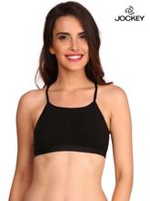 Jockey Black Comfies Plain Crop Top For Women - 1351