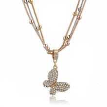 Butterfly Gold Color Chain Necklace With Austrian Rhinestones