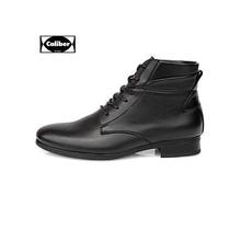 Caliber Men Lace Up Leather Boots – Black