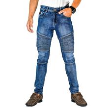 Virjeans Stretchy Ripped Design Biker Denim Choose Pant (VJC 701) Medium  Blue