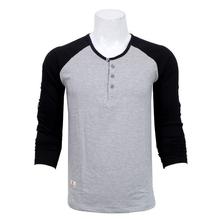 Men's Baseball Full Sleeves Black Grey Tshirt