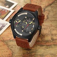 CURREN Yellow/Brown Leather Strap Chronograph Watch For Men - 8252