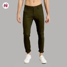 Nyptra Green Stretchable Cotton Chinos For Men