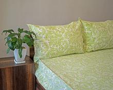 Kaapa Green With Pink Star Cotton Bedsheet