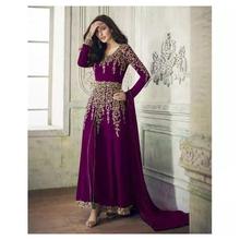 Designer Purple Embroidered Work Party Wear Anarkali Suit