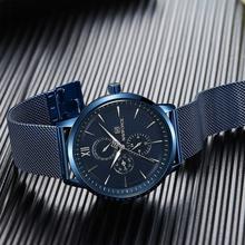 NaviForce Luxury Stainless Steel Mesh Band Blue Chronograph Watch (NF3003)