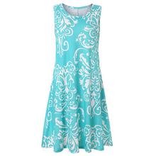 Summer Beach Dress 2019 Women Sleeveless Boho Print Dress