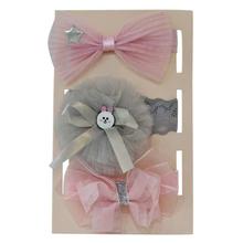 Pack Of 3 Bow Headwraps For Girls - Pink/Grey/Pink