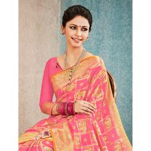 Traditional Jacquard Woven Pink Banarasi Silk Saree with Attached Blouse Piece for Wedding, Parties, Festival and Casual Occasion