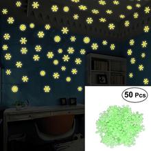 50Pcs Luminous Snowflake Glow In The Dark Light Wall Stickers-Blue