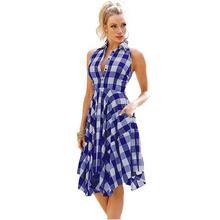 SALE-  2018 Fashion Flared Plaid Leisure Vintage Dresses