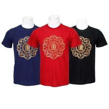 Pack Of 3 Mandala 100% Cotton T-Shirt For Men-Blue/Red/Black - 03
