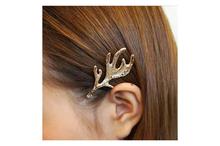Golden Shiny Elk Horn Antler Hair Clip For Women