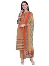 Stylee Lifestyle Orange Cotton Printed Dress Material