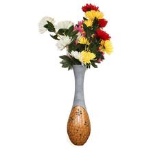 Grey/Brown Ceramic Vase With Artificial Flowers