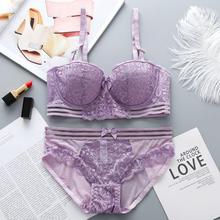 Women Breathable Lingerie Set Sexy Lace Flora Bras Briefs