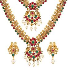 Shining Diva Fashion Latest Combo Design Pearl Necklace