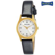 Sonata Essentials 87025YL04 Silver Dial Analog Watch For Women - Black