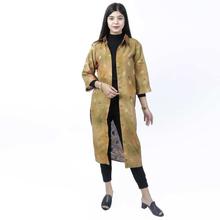 Beige Floral Printed Long Outer For Women