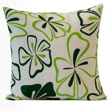 Green/White Floral Printed Cotton Cushion Cover