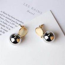 Gold Round Pearl Imitation Pearls Studded Earrings