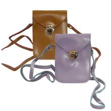 Pack Of 2 Solid Moblie Cover Crossbody Bag Set - Light Purple/Brown