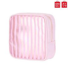 MINISO Striped Square Cosmetic Bag (Pink)