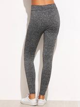 Grey Marled Knit Mesh Insert Ripped Leggings