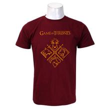 Wosa - Maroon Round Neck Game of Thrones Print Half Sleeve Tshirt for Men