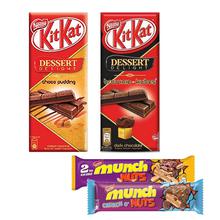 Nestle Kit Kat Bundle 2 [Dessert Delight Truffle(50gm)-Desert Delight Brownie Kubes (50gm)-Munch Nuts Chocolate (35gm)-Munch Chocolate Crunch O'Nuts (32gm)]