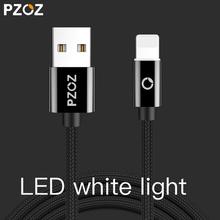 PZOZ LED Light Cable Fast Charger Mobile Phone 8 Pin USB Cable For iphone Xs Max Xr 6 s Plus X 8 7 5 SE 6s iPad charging cord 2m