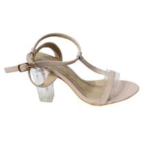 Transparent Block Heel Ankle Strap Shoes For Women - B12