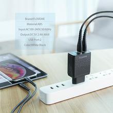 FLOVEME Dual USB Charger 5V 2.4A Fast Charging Wall