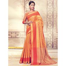 Stylee Lifestyle Orange Banarasi Silk Jacquard Saree (1845)