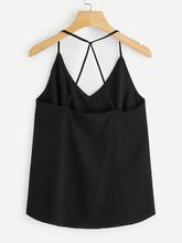 Criss Cross Solid Cami Top Black