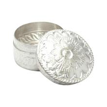 Pure Silver Open Flower Carved Asarfi Box - SAF27206 - 15.906g