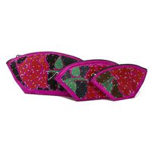 Pink/Red 3 In 1 Flower Printed  Stitched Purse For Women