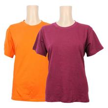 Pack Of Two Cotton T-Shirt For Women - Plum/Orange