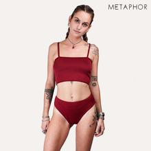 METAPHOR Maroon Solid Bikini Set For Women(Plus Size)- MSS07X