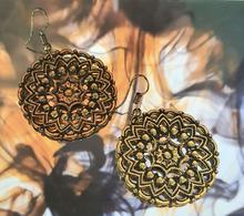 Rounded Geometric Textured Ethnic Gold Toned Earring